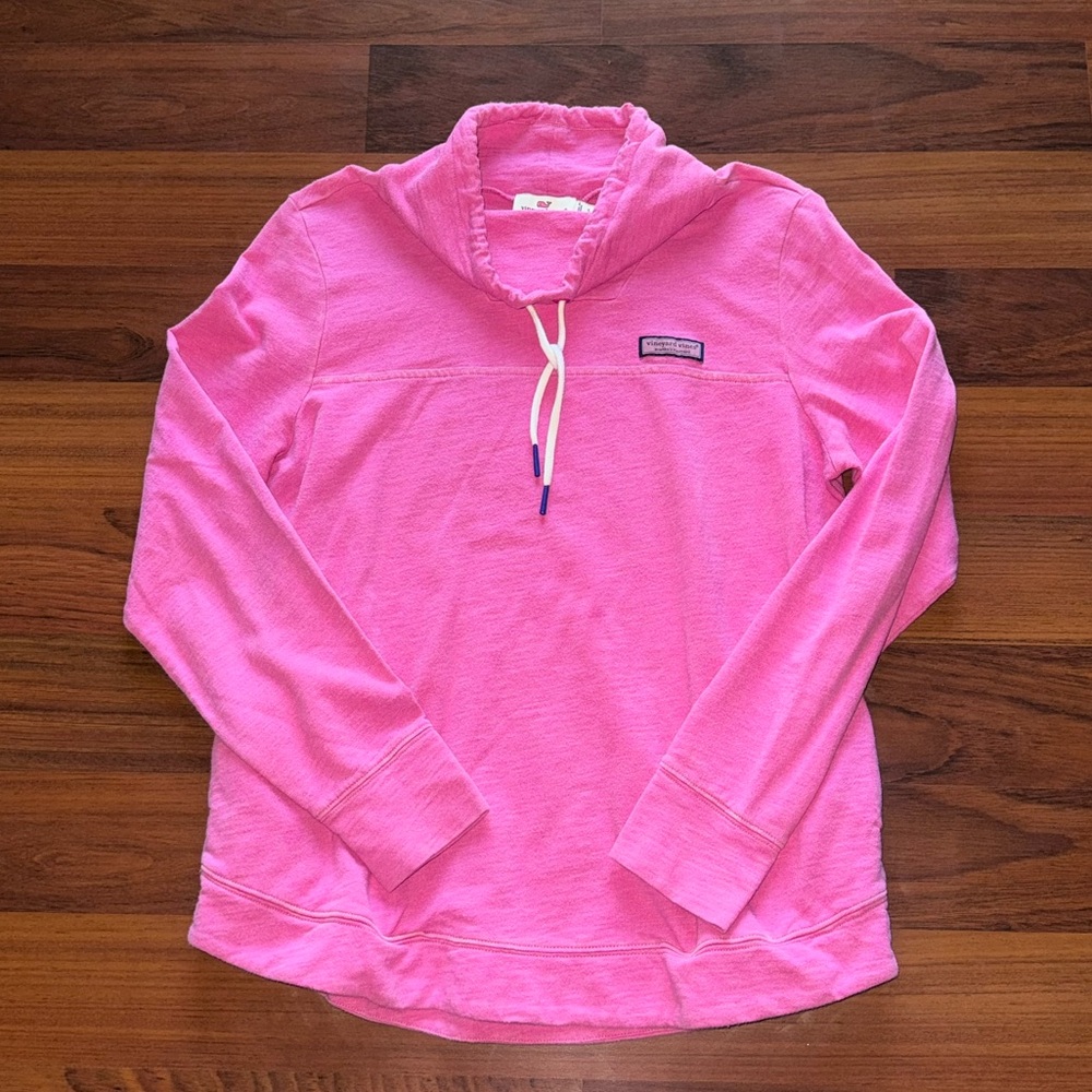 Vineyard Vines Garment Dyed Funnel Neck Shep Shirt BRight Pink 
Size Small